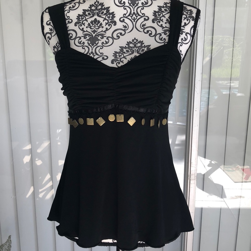 B Works adorned tunic w/metallic geometric dangles
